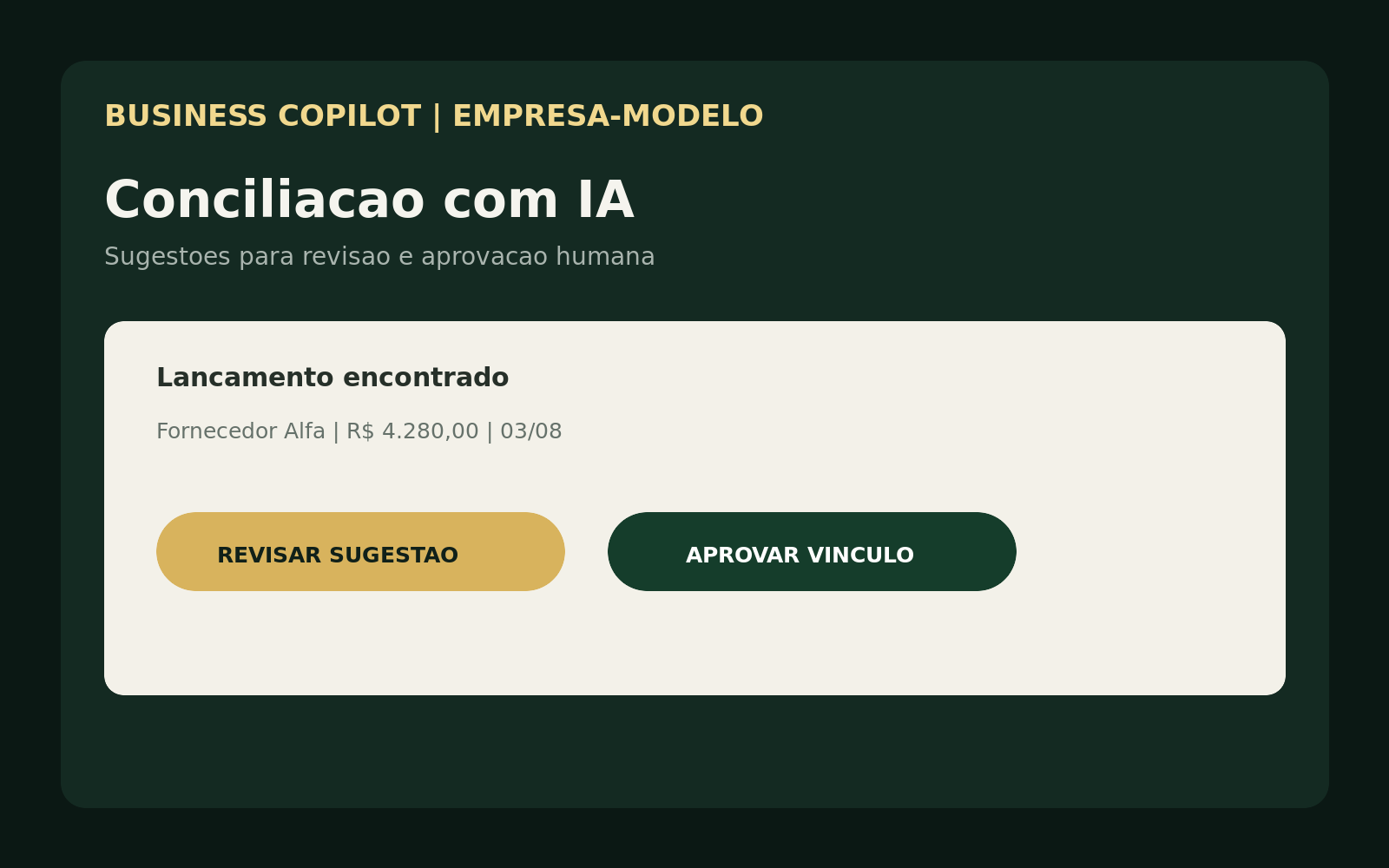 Conciliação bancária sugerida pela IA